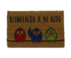 koko doormats Zerbino con Motivo Bienvenido a Mi Nido, PVC, Cocco, 60Â x 40Â cm