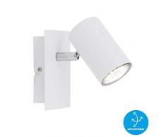 Briloner Leuchten Faretto a Parete a 1 Luce in Stile Moderno/Elegante â Compatibile con lampadine GU10 Max. 40 Watt â Ideale per Soggiorno e Camera d W, Bianco