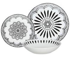 Tognana ME070185582 Servizio tavola 18 Pezzi Mandala Black, Porcellana