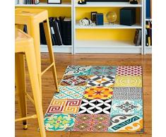 Ambiance Carp-Ros-tilesBrightMix Tappeto Piastrelle, PVC, Multicolore, 60 x 100 cm