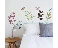 RoomMates, Adesivi murali Decorativi, Motivo: Piante e Farfalle, Multicolore (Bunt)