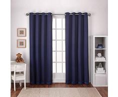 Exclusive Home Tende Bambini Strutturato Tessuto Oscurante con Occhielli, per Finestra Tenda a Pannello, Paio, Blu Navy, 52Â x 108Â cm, Pezzi