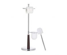 Relaxdays 10022549 Piantana Bagno con Porta Carta Igienica Scopino e Portascopino Cromo HxLxP: 70 x 25 x 22 cm, Argento
