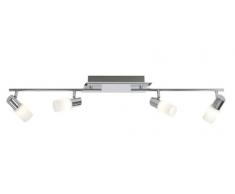 Trio Leuchten Lampada A Barra Con 4 Spot, 100 Cm, Alluminio Trio 821410405 Clapton Faretto LED, 4x4.5 Watt, Cromo/Bianco Spazzolato, 96.5x8x18.5 cm 5 W, Unica