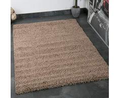 Vimoda Prime Tappeto Shaggy Colore Pelo Lungo Moderno per Soggiorno Camera, Dimensioni: 150 cm Quadrato - Marrone Chiaro, 80x150 cm