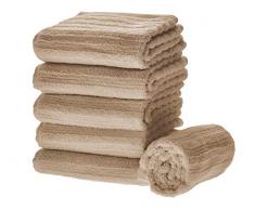 iDesign Ribbed Bagno a Coste, Kit Cotone 100%, Set da 6 Asciugamani Viso e Corpo con Nastro per Appendere, Beige, 71,1 cm x 40,6 cm x 0,3 cm, 6 unitÃ 