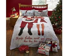 Catherine Lansfield Canterbury - Set con Copripiumino Matrimoniale e federa, matrimoniale, motivo selfie con Babbo Natale
