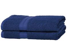 AmazonBasics - Set di 2 asciugamani da bagno che non sbiadiscono, colore Blu Reale