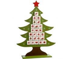 WeRChristmas - Albero di Natale in legno calendario dell avvento decorazione, Legno, multicolour, 52 x 27 x 8 cm