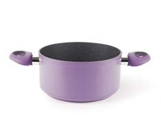 Excelsa Color & Stone Casseruola Antiaderente 2 Manici 20cm, Alluminio, Lilla