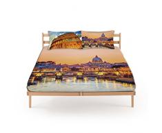 Gabel Planet Roma Completo Copripiumino, 100% Cotone, Multicolore, Matrimoniale, 250x205x1 cm