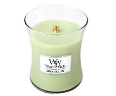 Woodwick Medium Candela tè e Lime, Verde, 9.7 x 9.5 x 11.6 cm