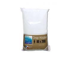 Nuit des Vosges 2094497 Cotoval Lenzuolo con Angoli Cotone in Tinta Unita Bianco 80 x 200 cm