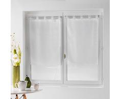 Douceur d’Intérieur Dandy, set di due tende con passanti, 2 x 60 x 160 cm, tende in voile fil coupé Dandy in poliestere 160 x 60 cm, Poliestere, bianco, 160x60x1 cm
