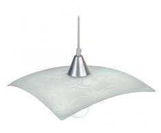 Tosel 11898 Lampadario a sospensione - Mae, Vetro serigrafo, Montatura Lamiera Alluminio Pittura, E27, 100 W, Opaco