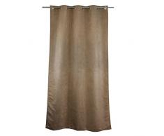 Gözze 81157-73-4045 - Tenda a occhielli Alcatraz, tessuto decorativo spesso, effetto pelle scamosciata con 8 occhielli cromati, compreso nastro per orli termosaldante per regolare la lunghezza, 140 x 245 cm, poliestere, ecotessuto 100, colore: nocciola