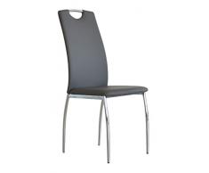 Tuoni Cribel Alba Set Sedia, Finta Pelle, Metallo Cromato, 4 Pezzi, Grigio
