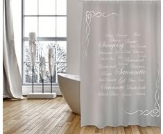 MSV cotexsa by Premium Anti Muffa Tenda per Doccia â Antibatterica, Lavabile, 100% Impermeabile, con 12 Anelli â Poliestere, Grasse Grigio Marrone/Taupe 180 x 200 cm â Made in Spain