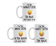 piÃ¹ Giovane Medio Oldest Child Sisters Norme Funny Coffee Mug Tea Cup Gift