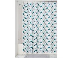 InterDesign 59420EU Triangles Tenda Doccia, Tessuto, Verde, 100x100x100 cm