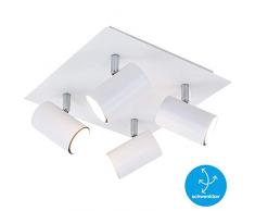 Briloner Leuchten Plafoniera a 4 luci, GU10, Max. 40 Watt, Bianco, Metallo W