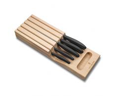 Victorinox Swiss Classic, blocco portacoltelli con 5 coltelli (da verdura, tavola e pane), in legno di faggio