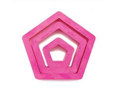 DECORA Set Tagliapasta Pentagono, Plastica, Fucsia, 1.5/3.5/5 x 2.2 cm, 3 Pezzi