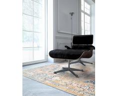 benuta - Tappeto Vintage, Effetto vissuto, in Fibra Sintetica, Blu, 100 x 156.0 x 2 cm