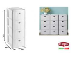 Stefanplast Cassettiera Salvaspazio, Bianco, 30 x 40 x 80 h cm