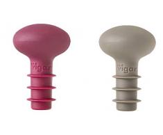 Vigar MAID set di Vino Set con 2 tappi per bottiglia 4 x 4 x 5,8 cm grigio e granata