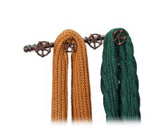 Relaxdays, Marrone Appendiabiti da Parete, Aspetto Industrial, 4 Ganci, Design a Tubo dellâAcqua Decorativo,6,5x46,5x6 cm, colata, 1 pz