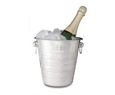 Relaxdays Cestello Ghiaccio, Acciaio con Manici, Secchio per Vino & Champagne, per Feste & Eventi, Ã 21,5 cm, Argento, Inox, 1 pz