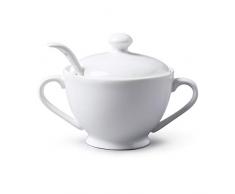 WM Bartleet & Sons 1750 - Pentola in porcellana con coperchio e cucchiaio, bianco, 13 cm