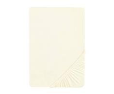 Biberna 0077866 Lenzuolo con angoli elasticizzati in jersey (altezza massima del materasso 25 cm) (cotone/elastan) 120 x 200 cm â > 130 x 220 cm, madreperla.