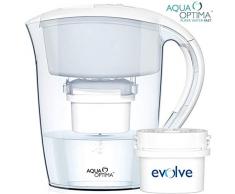 Aqua Optima Minerva Plus - Caraffa con filtro, da tavola, completa di 1 filtro Evolve da 30 giorni, rosso, 2 mesi