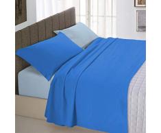 Italian Bed Linen Natural Color Completo Letto Double Face, 100% Cotone, Royal/Azzurro, Una Piazza e Mezza