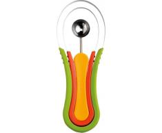 Chefn 27481 Cucchiaio Melone 3 con 1, Plastica, Arancione Chiaro/Arancione Scuro/Verde/Argento