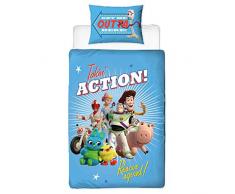 Character World Copripiumino Singolo Ufficiale Toy Story 4 Rescue, Double-Face, Double Face, con Woody & Buzz Lightyear, con Federa Abbinata