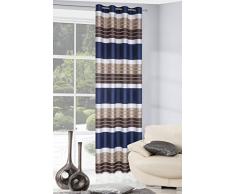 Eurofirany ZAS/Eric/GR + Kaka Tenda Eric con Occhielli, a Righe, 140Â x 250Â cm, Colore: Blu Scuro/Marrone