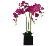 Orchidea artificiale a foglia, Materiali vari artificiale, Rosa scuro, 90 cm