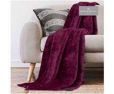 Gaveno cavalia Gaveno Cavailia Super soffice Coperta in Pelliccia Sintetica Tinta Unita 200Â x 240Â cm, Poliestere, Bordeaux, King