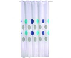 MSV 140781 - Tenda per Doccia, in Poliestere/plastica/Polipropilene, Motivo a Cerchi, Dimensioni 180 x 200 x 0,1 cm, 12 Anelli Inclusi, Colore: Bianco/Grigio/Blu