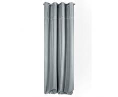 Eurofirany Tenda Liscia, con zirconi, Argento, 8 Occhielli, Elegante, Alta qualitÃ , Glamour per Camera da Letto, Soggiorno, Glitter, 135 x 270 cm