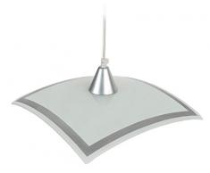 Tosel 11909 - Lampada a sospensione in melina, in vetro, 100 W E27 grigio