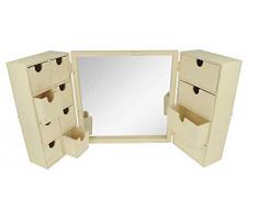 Artemio 14002343 Tavolo da toeletta in Legno con Specchio, Beige, 26 x 8 x 26 cm