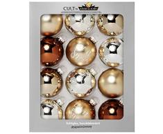 KREBS & SOHN Heitmann Deco Set di 12 Palline di Natale in Vetro - Albero di Natale Deco Appeso - Palle di Natale 8 cm - Marrone Argento Oro
