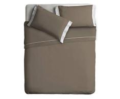 Ipersan Completo Letto Double Color Matrimoniale, lenzuola 100% Cotone, Variante Tortora/Panna