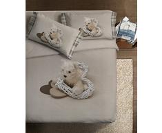 Ipersan Parure Copripiumino singolo Fotografico Piazzato Mon Coeur, Una piazza e mezza, Cotone, Beige/Bianco