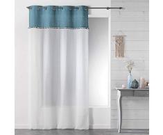 Douceur dintérieur Tenda con Occhielli, 140 x 240 cm, Velo Sabbia + Frange Alixia Blu