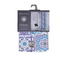 Coton dintérieur, persiana, tenda a occhielli, Cotone, blu, 140 x 240 cm